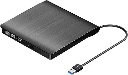 External CD Drive, USB 3.0 Portable CD/DVD +/-RW Drive Slim DVD/CD ROM Rewriter Burner Compatible with Laptop Desktop PC Windows Linux OS Apple Mac(Black) in Kuwait