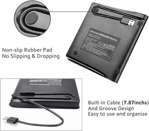 External CD Drive, USB 3.0 Portable CD/DVD +/-RW Drive Slim DVD/CD ROM Rewriter Burner Compatible with Laptop Desktop PC Windows Linux OS Apple Mac(Black) in Kuwait