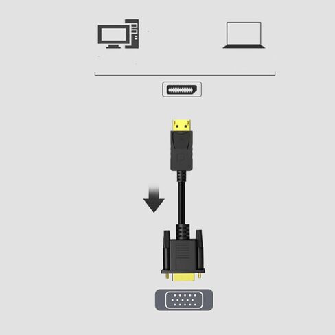 Vga Adapter Cable for Monitor and Display, Supports 1920x1080 Resolution, No Driver Needed, Copper Material, for Gaming and Video Streaming in Kuwait
