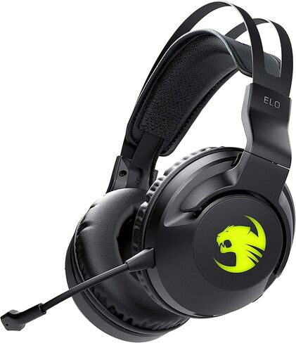 ROCCAT Elo 7.1 Air PC Wireless Gaming Headset, Surround Sound Headphones with Detachable Noise Cancelling Microphone, 50mm Drivers, 24 Hr Battery Life, RGB Lighting, Black in Kuwait