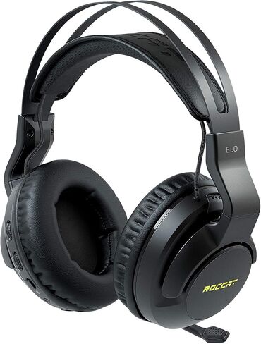 ROCCAT Elo 7.1 Air PC Wireless Gaming Headset, Surround Sound Headphones with Detachable Noise Cancelling Microphone, 50mm Drivers, 24 Hr Battery Life, RGB Lighting, Black in Kuwait