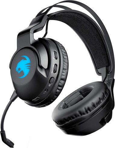ROCCAT Elo 7.1 Air PC Wireless Gaming Headset, Surround Sound Headphones with Detachable Noise Cancelling Microphone, 50mm Drivers, 24 Hr Battery Life, RGB Lighting, Black in Kuwait