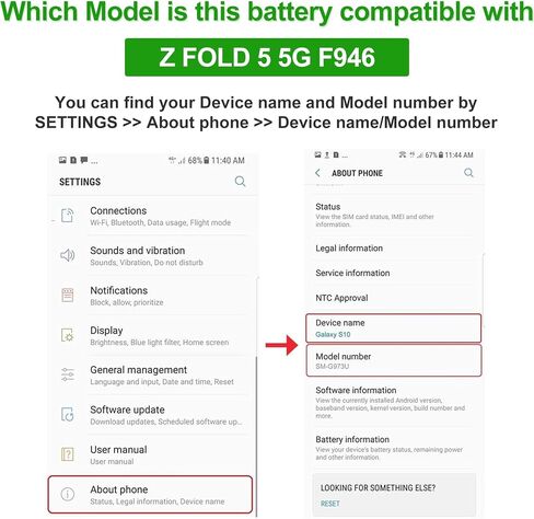 EB-BF946ABY 3.88V 2020mAh Battery, Compatible with Samsung Galaxy Z FOLD 5 5G F946,Comes with a Battery Installation Tool in Kuwait