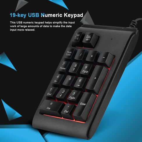 Tyenaza USB Numeric Keypad Mechanical Touch Feeling 19 Key 3 Color Breathing Lights for Data Entry Portable in Kuwait