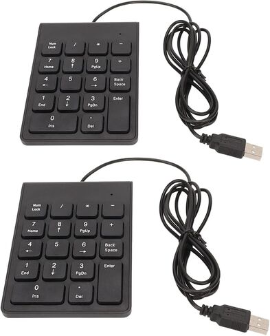 Wired Number Pad, 18 Keys Ergonomic USB Numeric Keypad Plug and Play Quiet Typing Mini for PC Laptop Desktop (2PCS) in Kuwait