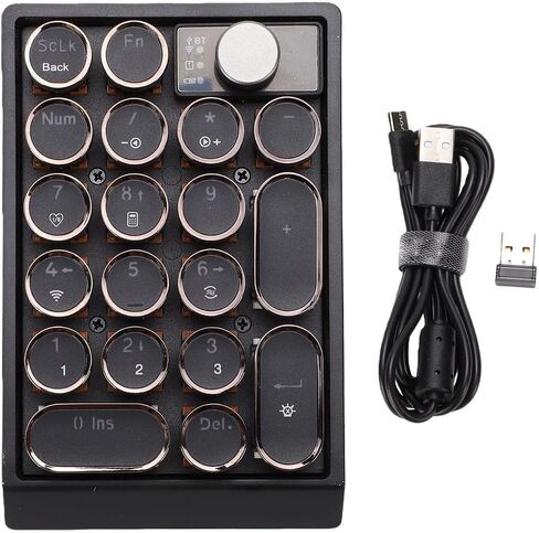 Fockety Wireless Number Pad, 19 Keys 3 Mode Bluetooth 2.4G Wireless Numeric Keypad with RGB Backlight, 5.5x14.7x1.7in 1000mAh Hot Swappable Retro Mechanical Numpad for Laptop PC in Kuwait