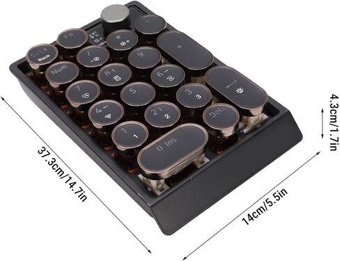 Fockety Wireless Number Pad, 19 Keys 3 Mode Bluetooth 2.4G Wireless Numeric Keypad with RGB Backlight, 5.5x14.7x1.7in 1000mAh Hot Swappable Retro Mechanical Numpad for Laptop PC in Kuwait
