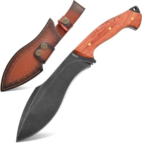 Gtkii GTK47 Fixed Blade Knife 1CM Thick DC53 Steel Blade Full Tang Rosewood Handle Heavy Duty Fix Knifes for Camping Bushcraft(Black) in Kuwait