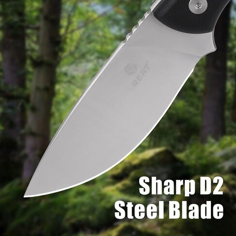 REAT Fixed Blade Knife with Kydex Sheath, 3.5" D2 Steel Blade with Full Tang Design,Ergonomic G10 Handle,Sharp EDC Knife,Hunting Knife for Camping,Hiking,Skining,burshcraft,Gifts for Men,Women in Kuwait