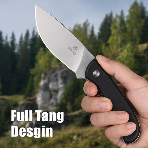 REAT Fixed Blade Knife with Kydex Sheath, 3.5" D2 Steel Blade with Full Tang Design,Ergonomic G10 Handle,Sharp EDC Knife,Hunting Knife for Camping,Hiking,Skining,burshcraft,Gifts for Men,Women in Kuwait