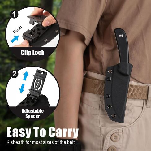 REAT Fixed Blade Knife with Kydex Sheath, 3.5" D2 Steel Blade with Full Tang Design,Ergonomic G10 Handle,Sharp EDC Knife,Hunting Knife for Camping,Hiking,Skining,burshcraft,Gifts for Men,Women in Kuwait