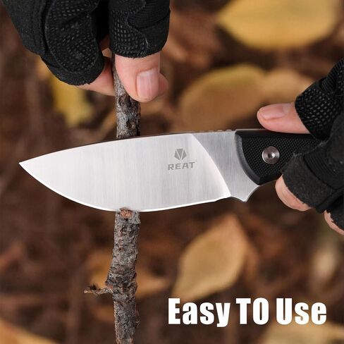 REAT Fixed Blade Knife with Kydex Sheath, 3.5" D2 Steel Blade with Full Tang Design,Ergonomic G10 Handle,Sharp EDC Knife,Hunting Knife for Camping,Hiking,Skining,burshcraft,Gifts for Men,Women in Kuwait