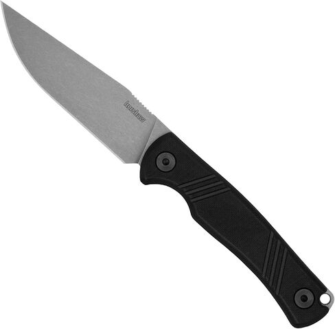 Kershaw Pack Mule Fixed Blade Field Knife, 3.9 inch N690 Steel Blade, Working Finish, Clip Point, Includes Kydex Sheath, Made in the USA in Kuwait