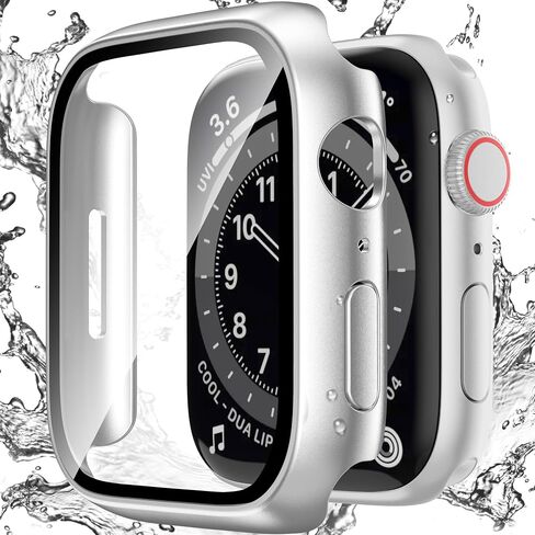 Compatible with Apple Watch Waterproof Case 45mm Series 9/8/7 with Tempered Glass Screen Protector, Full Coverage Bumper Cover for iWatch Case 45mm Black/Rose Gold in Kuwait