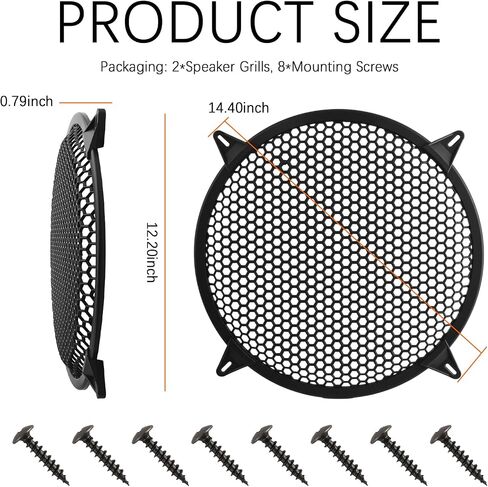 12 Inch Speaker Grill Cover with Mounting Screws,Rustproof Waffle Mesh 12 Inch Subwoofer Grill for Protect Damage,Arched Universal Subwoofer Cover for Car Marine Home Audio in Saudi Arabia
