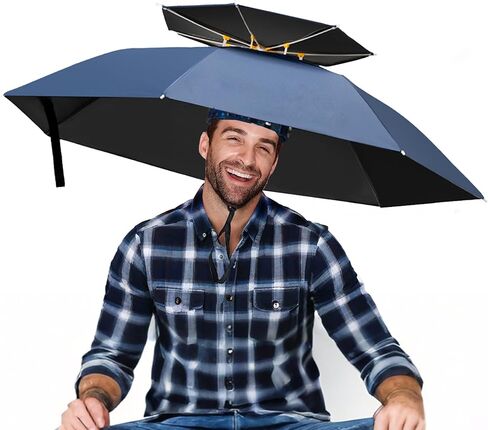 37in Extra Lager Hands-Free Umbrella Hat for Adult in Kuwait