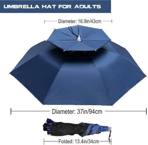 37in Extra Lager Hands-Free Umbrella Hat for Adult in Kuwait