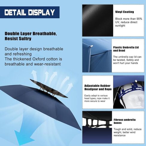 37in Extra Lager Hands-Free Umbrella Hat for Adult in Kuwait
