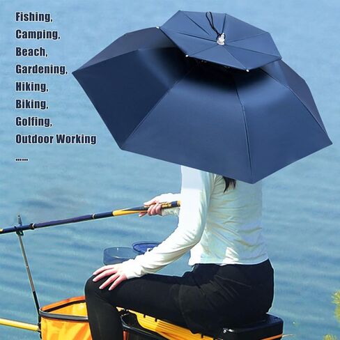 37in Extra Lager Hands-Free Umbrella Hat for Adult in Kuwait