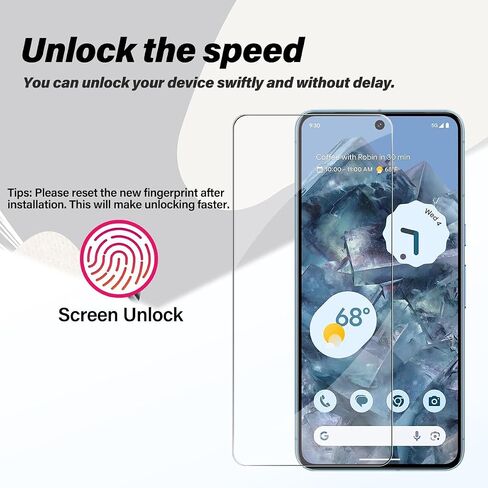 Pixel 8 Pro Tempered Glass Screen Protector + Camera Lens Protector [ 2 + 2 Pack ][Fingerprint Unlock] [Anti-Scratch] [Case Friendly] Clear HD Protective Film for Google Pixel 8 Pro 5G in Kuwait