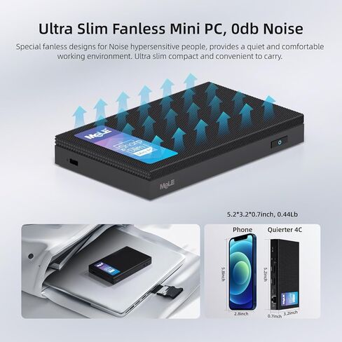 MeLE SE-Grade Quieter 4C N100 Fanless Mini PC 16GB DDR4 512GB NVMe SSD in Kuwait