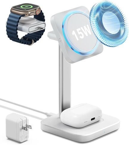 ESR MagSafe Charger Stand w/CryoBoost, 3 in 1 Charging for iPhone 17-12 in Kuwait