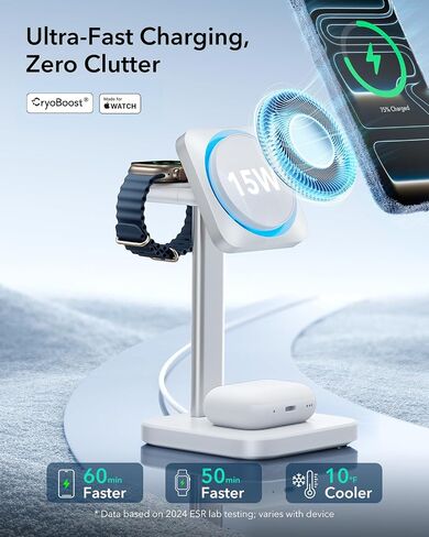 ESR MagSafe Charger Stand w/CryoBoost, 3 in 1 Charging for iPhone 17-12 in Kuwait