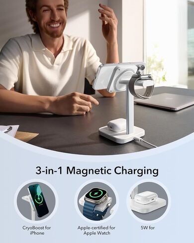 ESR MagSafe Charger Stand w/CryoBoost, 3 in 1 Charging for iPhone 17-12 in Kuwait