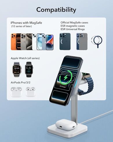 ESR MagSafe Charger Stand w/CryoBoost, 3 in 1 Charging for iPhone 17-12 in Kuwait