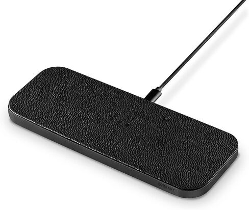 Courant Catch:2 Classics - Italian Leather Dual Wireless Charging Pad - Compatible with iPhone 11, X, SE, Galaxy S23, S22, S21, S20, Note, AirPods, AirPods Pro (Black) in Saudi Arabia