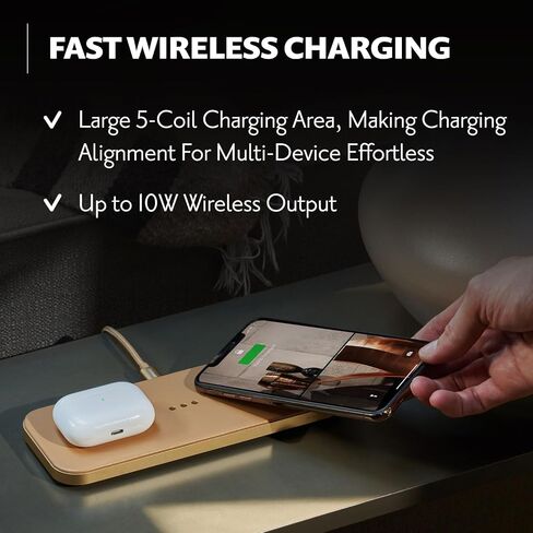 Courant Catch:2 Classics - Italian Leather Dual Wireless Charging Pad - Compatible with iPhone 11, X, SE, Galaxy S23, S22, S21, S20, Note, AirPods, AirPods Pro (Black) in Saudi Arabia