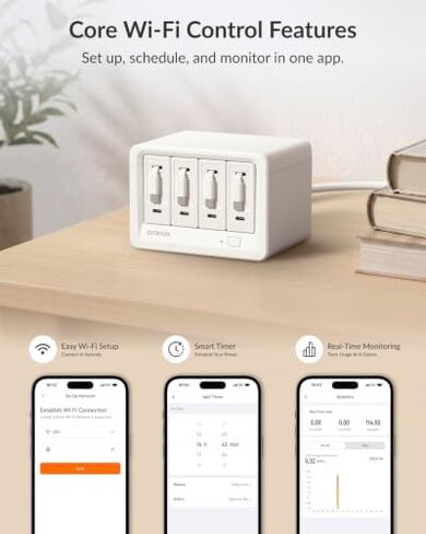 Gitryin 1 Micro USB, 1 Lightning, 2 Type-C Retractable Wall Chargers with 1 USB A Port and 1 Power Strip with App Remote Control, 12-in-1 Smart WiFi Modular Charging Station in Kuwait