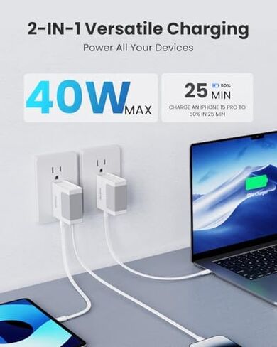 Gitryin 1 Micro USB, 1 Lightning, 2 Type-C Retractable Wall Chargers with 1 USB A Port and 1 Power Strip with App Remote Control, 12-in-1 Smart WiFi Modular Charging Station in Kuwait