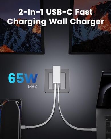 Gitryin 1 65W, 3 40W Type-C Retractable Wall Chargers and 1 Power Strip, 12-in-1 Modular Charging Station in Kuwait