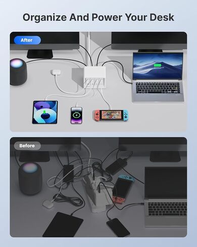 Gitryin 12-in-1 Desktop Charging Station with4 Type-C Retractable Wall Chargers in Kuwait