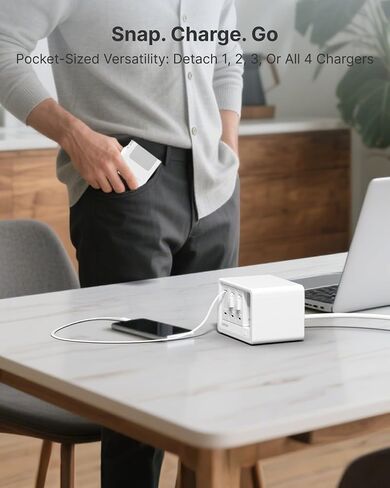Gitryin 12-in-1 Desktop Charging Station with4 Type-C Retractable Wall Chargers in Kuwait