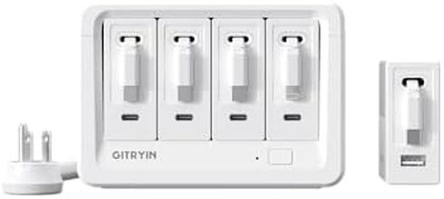 Gitryin 1 Lightning, 4 Type-C Retractable Wall Chargers with 1 USB A Port and and 1 Power Strip, Desktop Modular Charging Station in Kuwait
