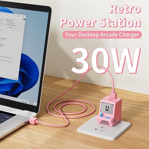 VOFUOE 3 Packs USB C Charger Block, 2 Ports Type C Wall Charger QC 3.0 USB A Charger Block 30W Fast Charging Adapter Foldable Plug Retro Game Console for iPhone 17/16, Galaxy, Pixel- White Pink Orange in Kuwait