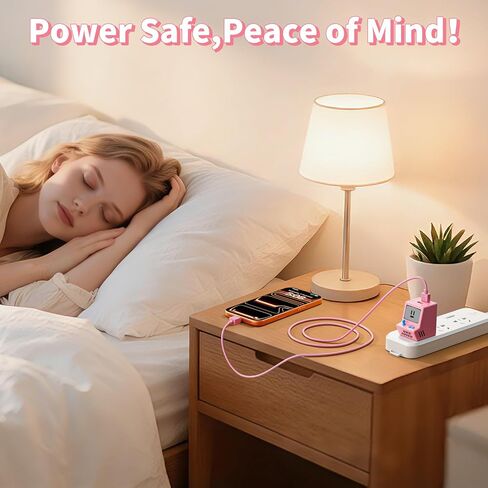 VOFUOE 3 Packs USB C Charger Block, 2 Ports Type C Wall Charger QC 3.0 USB A Charger Block 30W Fast Charging Adapter Foldable Plug Retro Game Console for iPhone 17/16, Galaxy, Pixel- White Pink Orange in Kuwait
