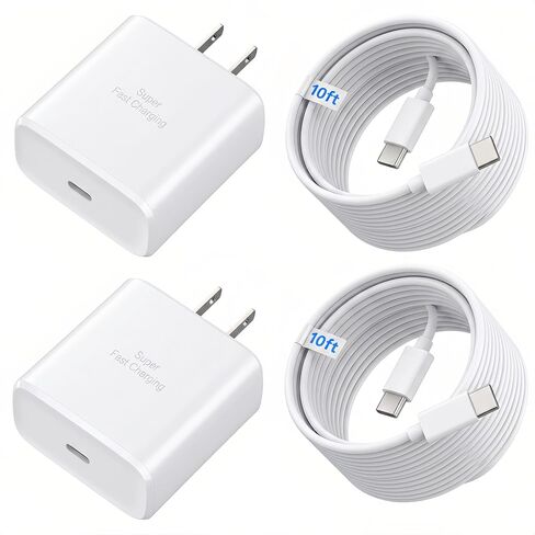 TT&C 2-Pack 45W USB-C Fast Charger & 10FT Cable for iPhone 17 Pro Max in Kuwait