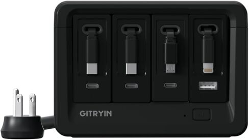Gitryin 1 Micro USB, 1 Lightning, 2 Type-C Retractable Wall Chargers with 1 USB A Port and 1 Power Strip with App Remote Control, 12-in-1 Smart WiFi Modular Charging Station in Kuwait