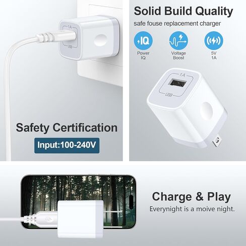 USB Power Adapter 5V/1A USB Charging Block 2Pack Single Port Wall Charger in Kuwait