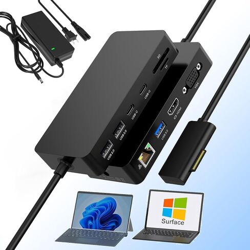 Docking Station for Microsoft Surface, 4K HDMI & VGA, 11-in-1 Microsoft Surface Dock 2 for Microsoft Surface Pro 12/11/10/9/8/7/6/5/4/3, Surface Laptop 7/6/5/4, Surface Go/Book/Laptop Go in Kuwait
