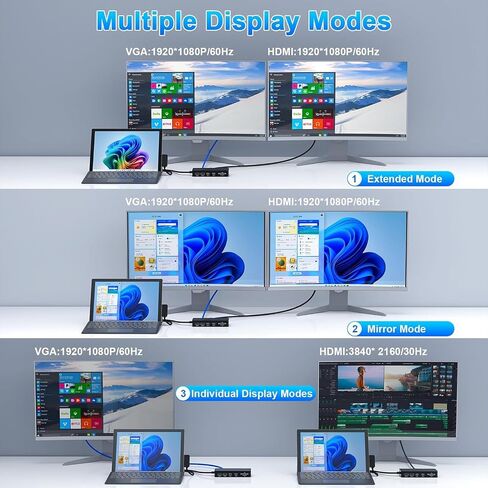 Docking Station for Microsoft Surface, 4K HDMI & VGA, 11-in-1 Microsoft Surface Dock 2 for Microsoft Surface Pro 12/11/10/9/8/7/6/5/4/3, Surface Laptop 7/6/5/4, Surface Go/Book/Laptop Go in Kuwait