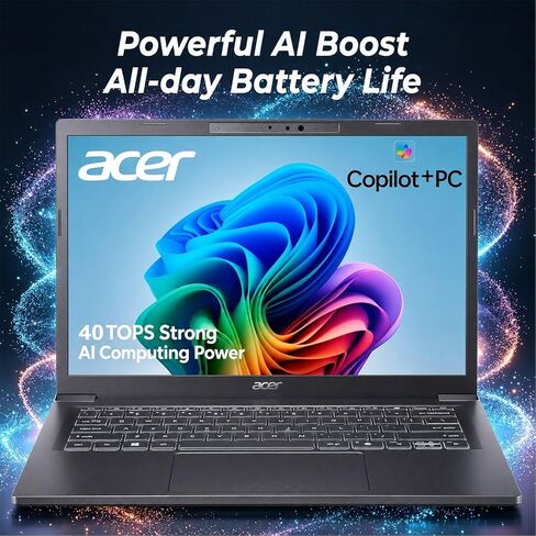 Acer Aspire 14 AI Copilot+ PC Laptop, Intel 8 Cores Ultra 5 CPU, 14" WUXGA Touchscreen, AI Boost NPU Up to 40 Tops, 16GB LPDDR5X RAM, 512GB SSD,Intel Arc Graphics, Backlit Keyboard, win11, AI Read in Kuwait