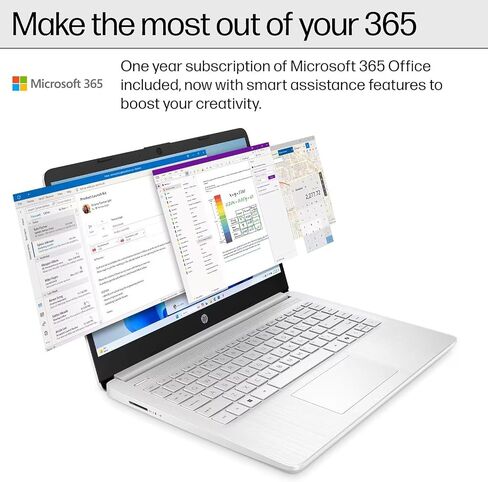 HP New Everyday Slim Laptop for Students | 2026 Edition | Microsoft Office 365 Included | Intel Core | 11.5 HRs Battery | Copilot AI | 4GB RAM, 64GB SSD | Snow White in Kuwait