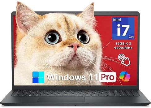 Dell DC15250 15.6" Touchscreen Laptop 2026, Intel i7-10 Cores (Up to 5.00 GHz), 32 GB DDR5 RAM 1TB SSD, FHD LED 220 Nits Anti-Glare, Black, Ai Copilot Key, Wi-Fi6, Webcam, Windows 11 Pro in Kuwait