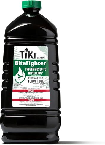 TIKI BiteFighter® Mosquito Repellent Torch Fuel 3/4 Gallon (100 oz.) 4-Pack, Citronella & Cedar Formula for Mosquito Repellency, Easy Pour Bottle, Use with Torches & Table Torches, Outdoor & Backyard in Kuwait