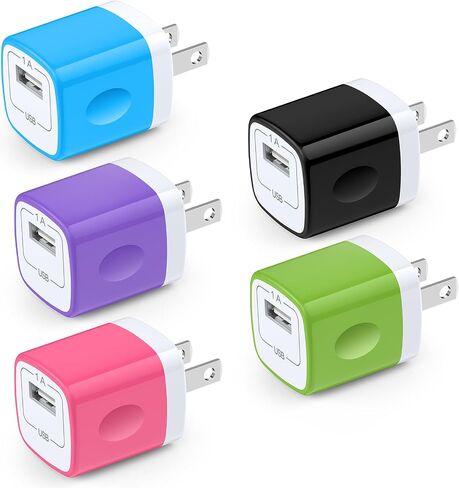 USB Charger Block 5V Power Adapter Outlet Plug One Port Wall Charger 5Pack in Kuwait