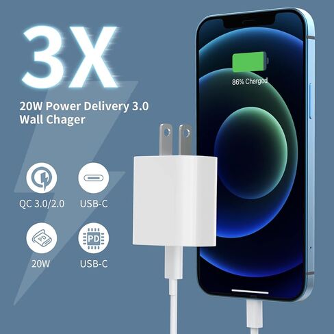 3 Pack USB C Charger Block Fast Charging Adpater PD 20W USB-C Port in Kuwait